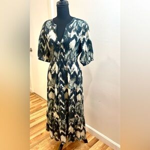 ba&sh Black and Cream Midi Tiered Dress
